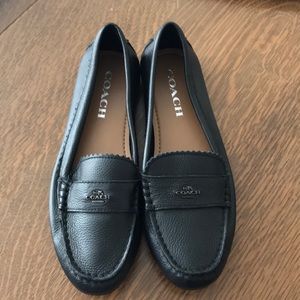 Coach Odette black leather flats 6.5 NWOT